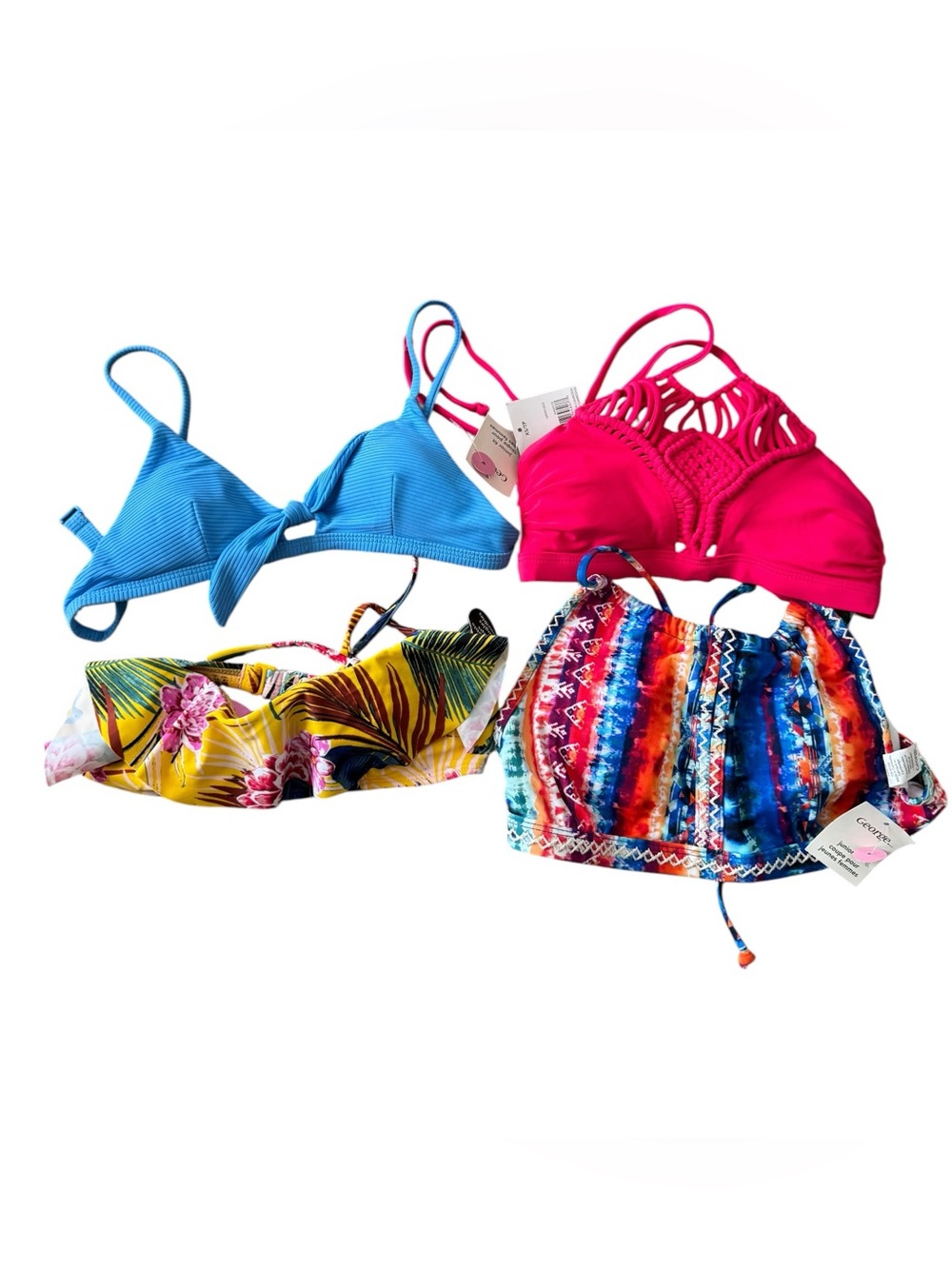George Bikini Swim Tops Lot of 4 Junior XS Halter Triangle NWT